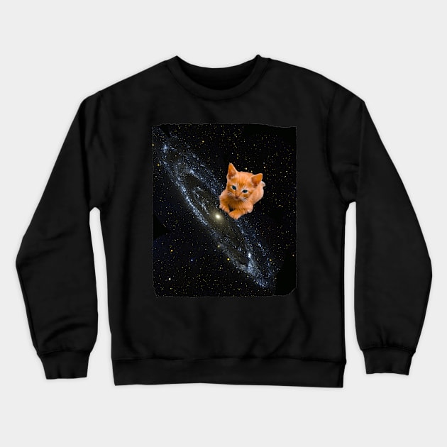 orange Cat on the Milky Way Crewneck Sweatshirt by ro83land